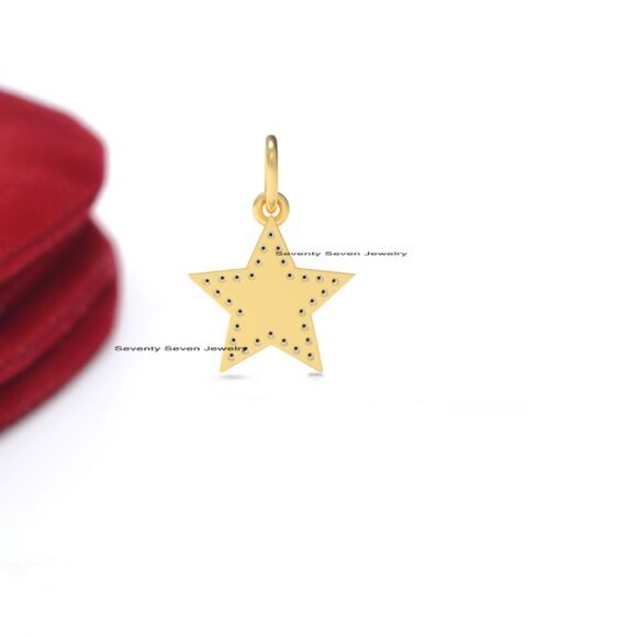 925 Silver Diamond Star Pendant, Pave Star Pendant - Image 7