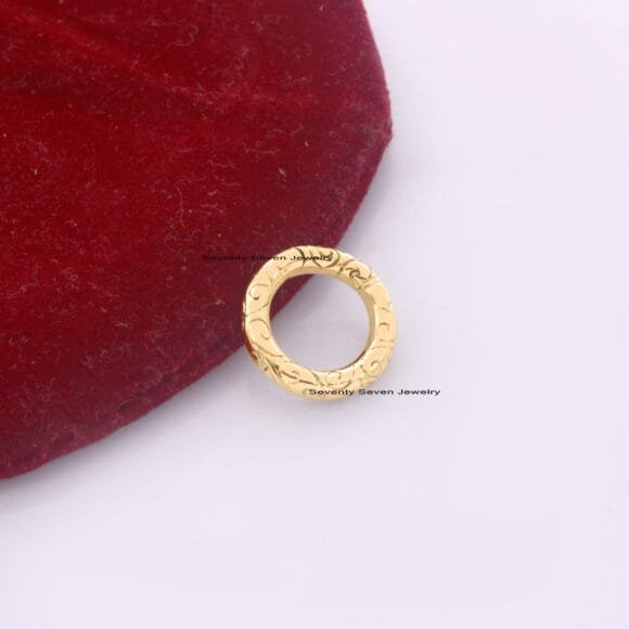 Engraved Enhancer 9k Gold Charm Holder, Gold Round Enhancer Charm Holder - Image 6