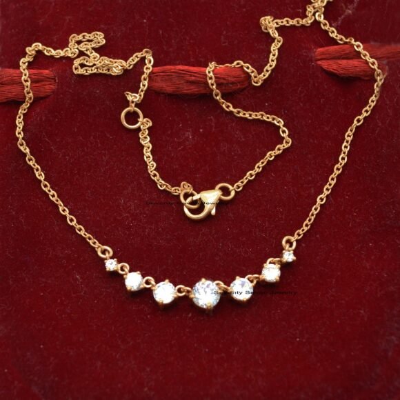 Moissanite Layering Necklace, Paperclip Chain Necklace - Image 4