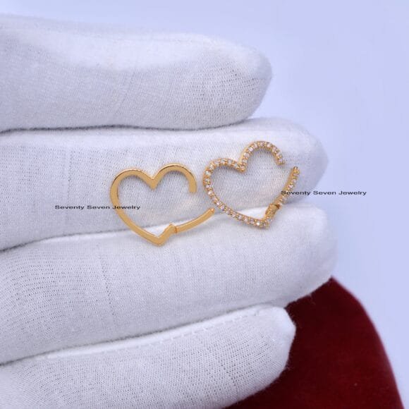 Diamond Heart 14K Gold Enhancer, Heart Gold Diamond Thick Link - Image 8