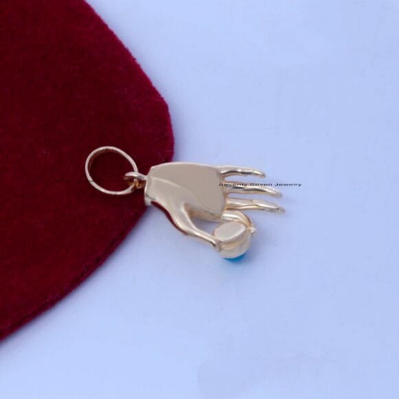 14K Gold Figa Charms Pendant, Figa Hand Pendant - Image 6