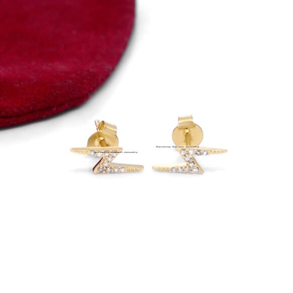 Thunder Bolt Diamond Studs, Bolt Diamond Studs Earrings - Image 4