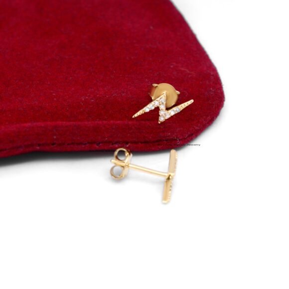 Thunder Bolt Diamond Studs, Bolt Diamond Studs Earrings - Image 5
