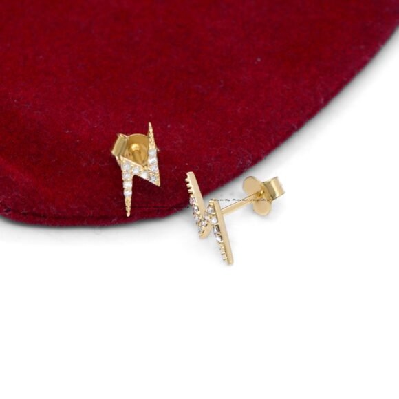 Thunder Bolt Diamond Studs, Bolt Diamond Studs Earrings - Image 3