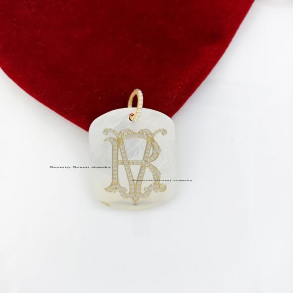 925 Silver Dog Tag Letter Monogram Pendant, Unique 2 Letter Monogram - Image 5