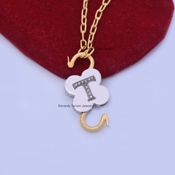 925 Silver Initial Padlock, Pave Diamond Padlock, Diamond Letter - Image 6