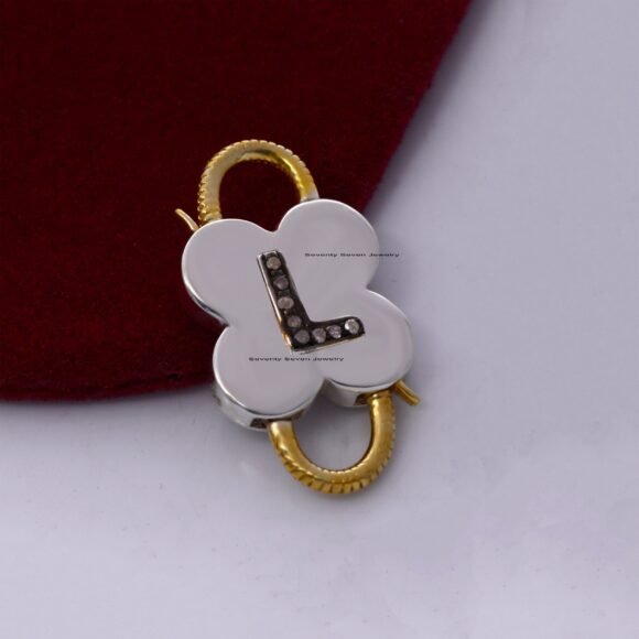 925 Silver Initial Padlock, Pave Diamond Padlock, Diamond Letter - Image 7