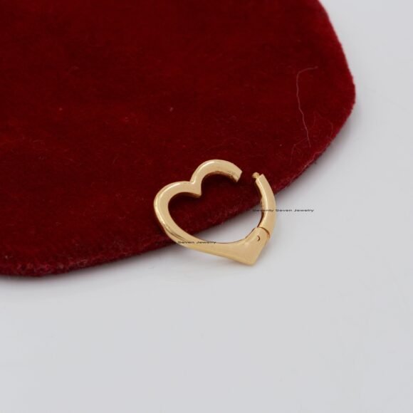 9K Gold Heart Enhancer, Plain Heart Charm, Heart Link Lock, Heart Charm Holder - Image 6