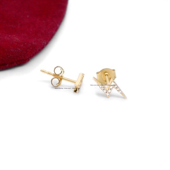 Thunder Bolt Diamond Studs, Bolt Diamond Studs Earrings - Image 7