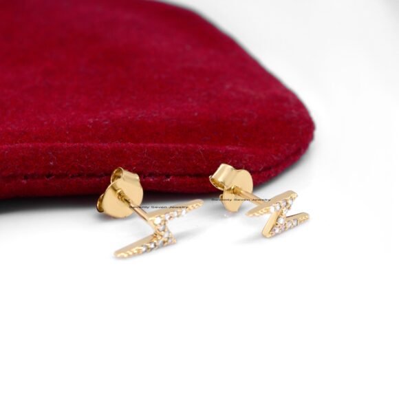 Thunder Bolt Diamond Studs, Bolt Diamond Studs Earrings - Image 6