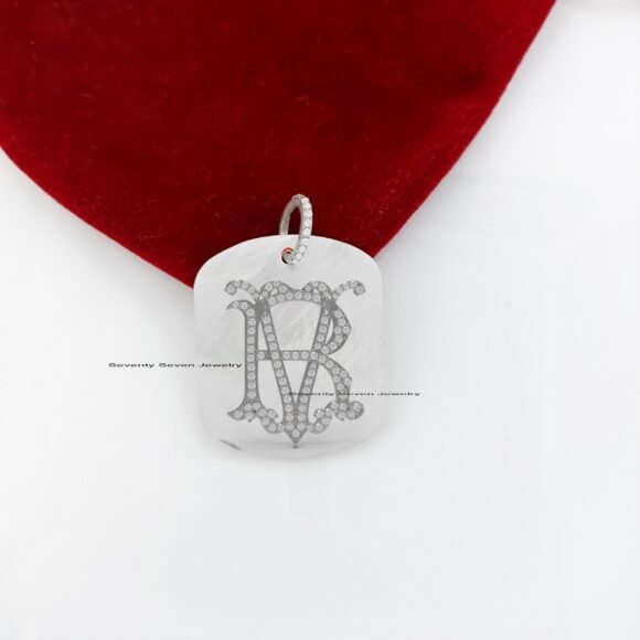 925 Silver Dog Tag Letter Monogram Pendant, Unique 2 Letter Monogram - Image 7