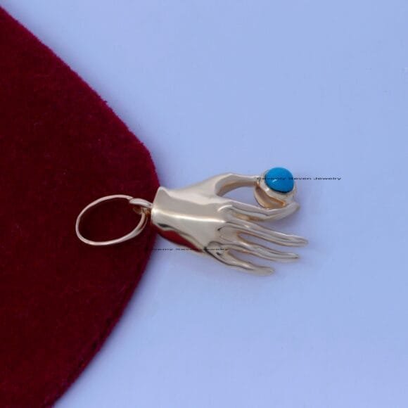 14K Gold Figa Charms Pendant, Figa Hand Pendant - Image 3