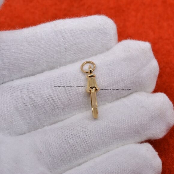 9k Gold Swivel Push lock, Push Lock Pendant Necklace - Image 7