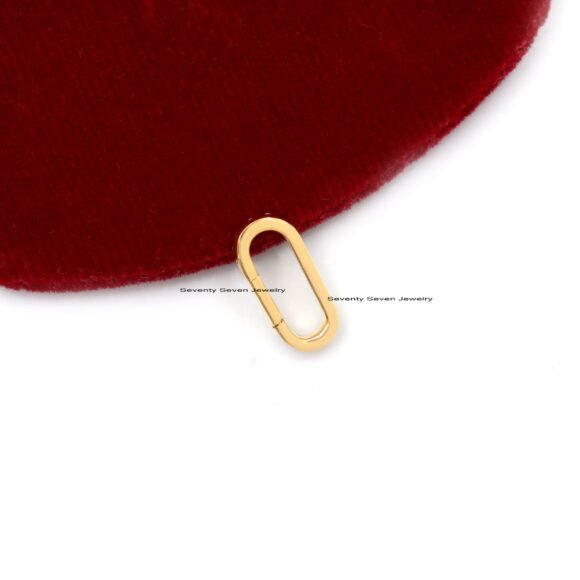 Turquoise Elongated Oval 14K Gold Charm Enhancer, 14K Gold Oval Charm Holder - Image 6