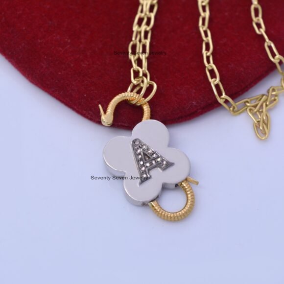 925 Silver Initial Padlock, Pave Diamond Padlock, Diamond Letter - Image 4