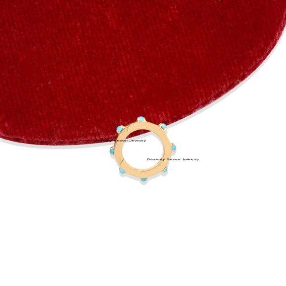 Turquoise Ball Enhancer 14K Gold Charm Holder, 14k Gold Enhancer - Image 6
