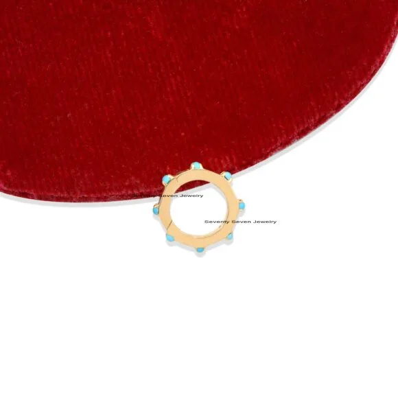Turquoise Ball Enhancer 14K Gold Charm Holder, 14k Gold Enhancer - Image 6
