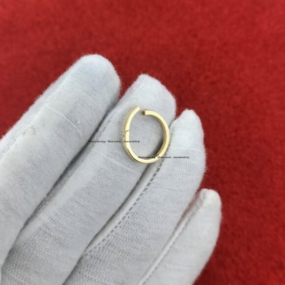 9K Gold Round Enhancer, Gold Circle Enhancer, Solid Gold Charms Holder - Image 5