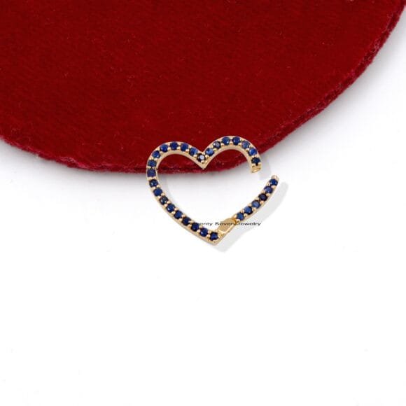 Diamond Heart 14K Gold Enhancer, Heart Gold Diamond Thick Link - Image 7
