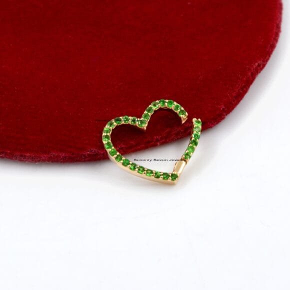Diamond Heart 14K Gold Enhancer, Heart Gold Diamond Thick Link - Image 5