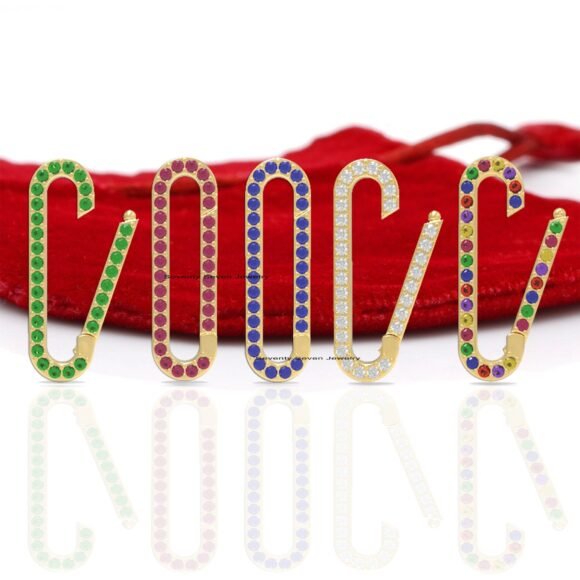 9K Gold Elongated Oval Enhancer, 9K Gold Diamond Elongated Enhancer Charms Holder - Image 2