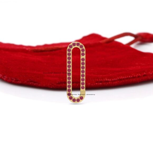 9K Gold Elongated Oval Enhancer, 9K Gold Diamond Elongated Enhancer Charms Holder - Image 10