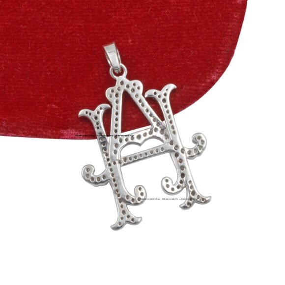 925 Silver Two Letter Monogram, Personalize Diamond Monogram - Image 5