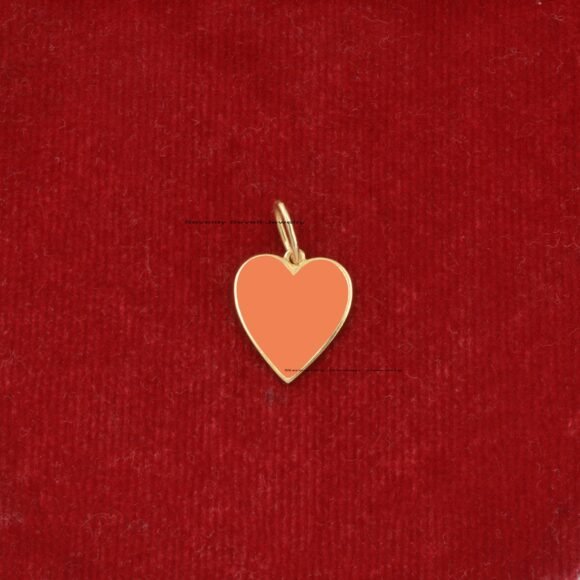 Heart Enamel 9K Gold Pendant, Enamel Gold Heart Charms - Image 8