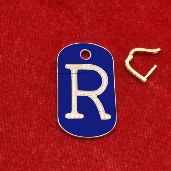 925 Silver Diamond Dog Tag Pendant Necklace, Enamel Pendant Jewelry - Image 6