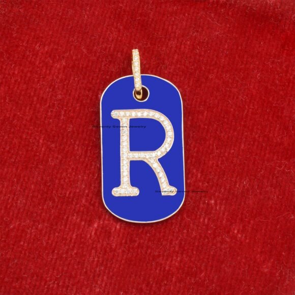 925 Silver Diamond Dog Tag Pendant Necklace, Enamel Pendant Jewelry - Image 2