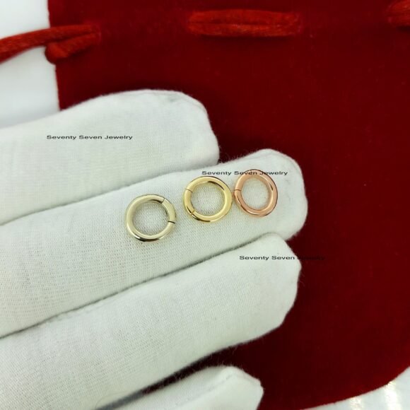 18k Gold Round Charms Holder, 18k Charms Pendant, 18k Gold Link Lock - Image 3