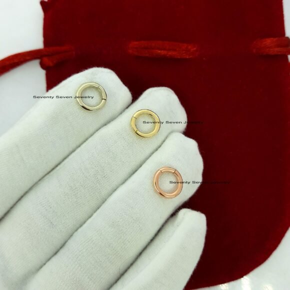 18k Gold Round Charms Holder, 18k Charms Pendant, 18k Gold Link Lock - Image 6