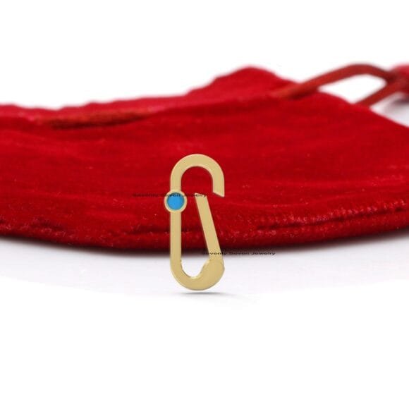 Elongated Oval 14k Gold Enhancer, 14K Gold Turquoise Charms Enhancer