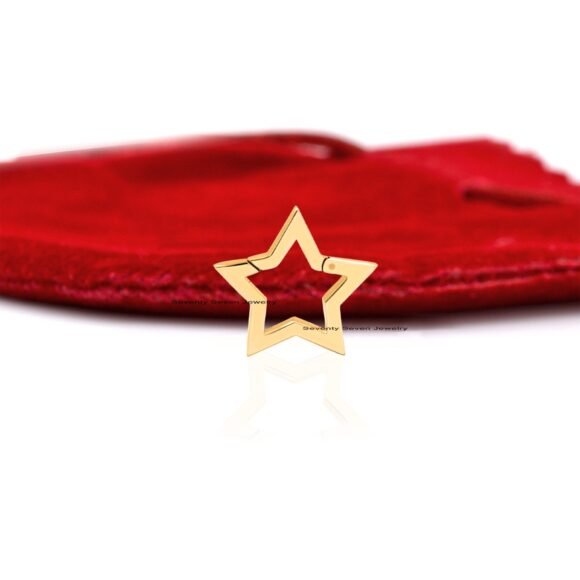9k Gold Elongated Star Charms Holder, Star Gold Enhancer - Image 2