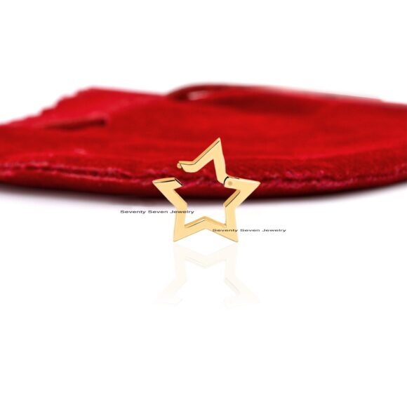 9k Gold Elongated Star Charms Holder, Star Gold Enhancer