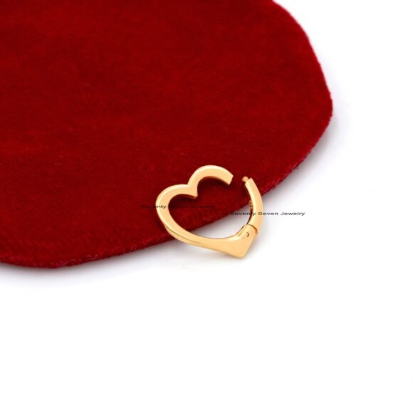 9K Gold Heart Enhancer, Plain Heart Charm, Heart Link Lock, Heart Charm Holder - Image 9
