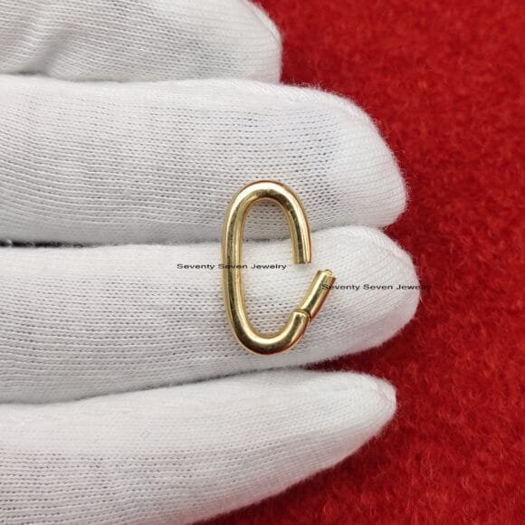 14k Gold Oval Charms Holder, Elongated Enhancer, Oval Enhancer - Image 5