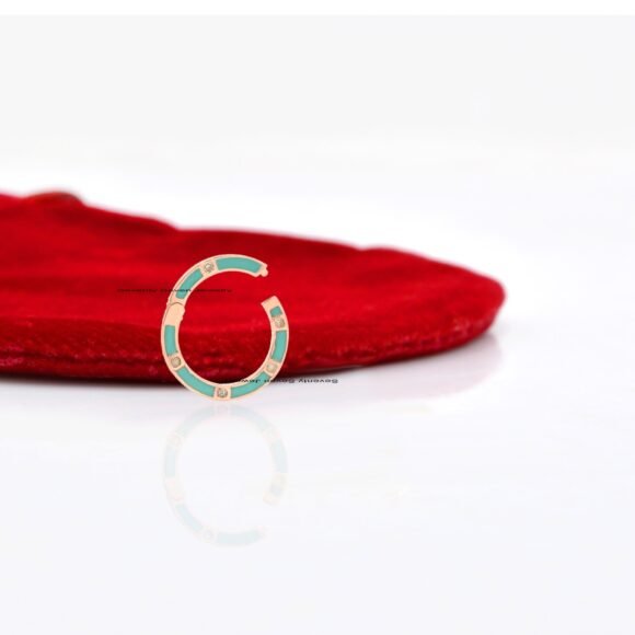 9K Gold Enamel Charm Enhancer, Gold Diamond Round Enhancer - Image 6