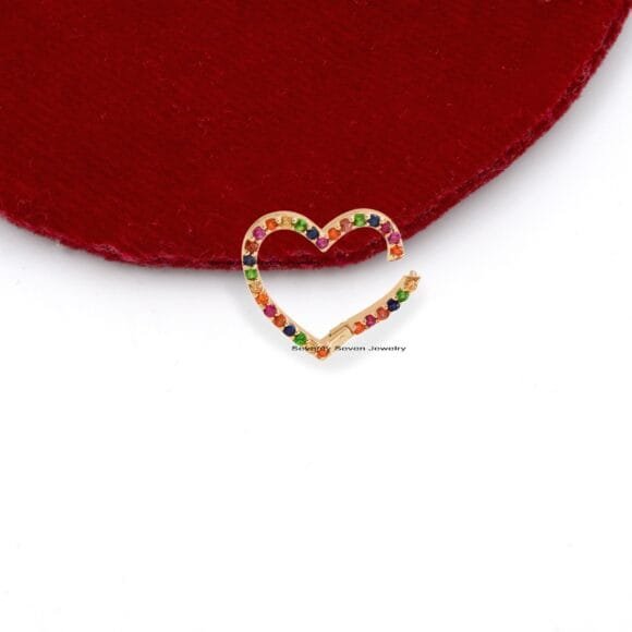 Diamond Heart 14K Gold Enhancer, Heart Gold Diamond Thick Link - Image 4