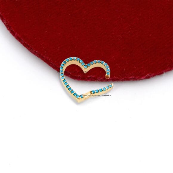 Diamond Heart 14K Gold Enhancer, Heart Gold Diamond Thick Link - Image 6