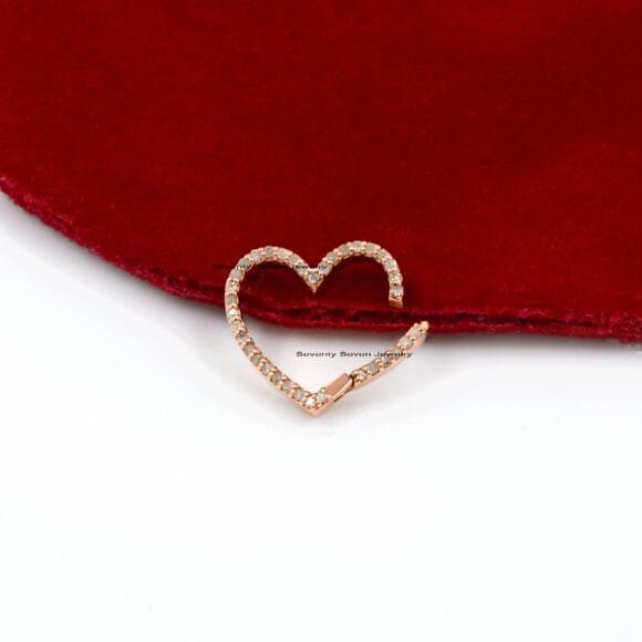 Diamond Heart 14K Gold Enhancer, Heart Gold Diamond Thick Link - Image 2