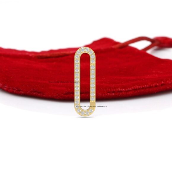 9K Gold Elongated Oval Enhancer, 9K Gold Diamond Elongated Enhancer Charms Holder - Image 6