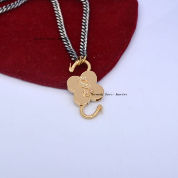 925 Silver Diamond Initial Padlock, Pave Letter Padlock Necklace