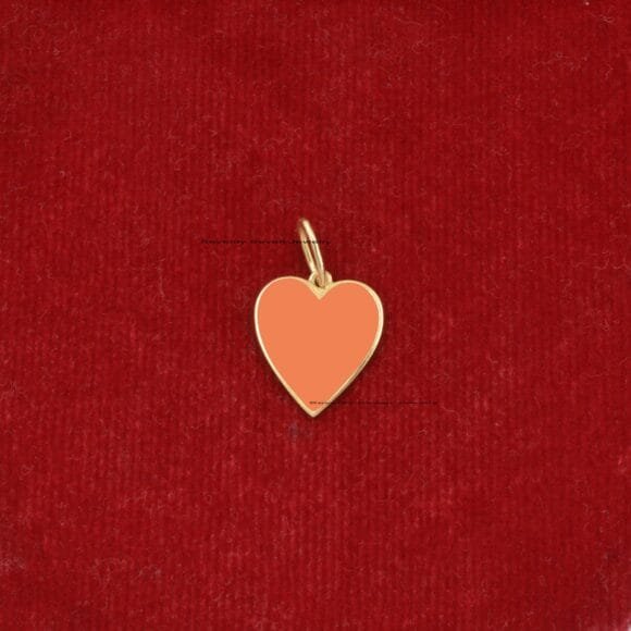 14K Gold Enamel Heart Pendant, 14K Charms Heart Pendant - Image 7