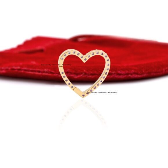 9K Gold Diamond Heart Enhancer, Multistone Heart Link Lock - Image 7