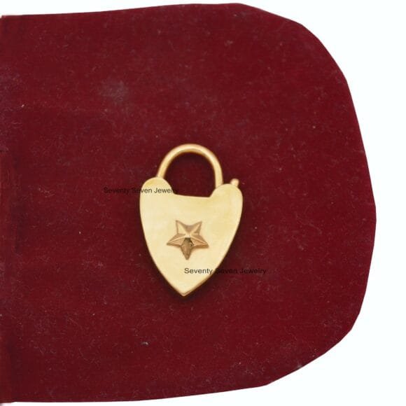 14K Solid Gold Heart Padlock, Gold Padlock Connector - Image 4