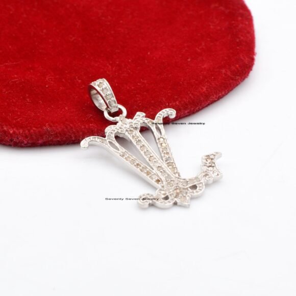 925 Silver Two Letter Monogram, Personalize Diamond Monogram - Image 3