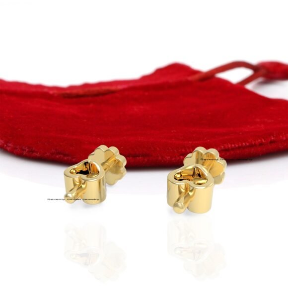 9k Diamond Flower Earrings, 9k Gold Diamond Studs, 9K Diamond Earrings - Image 4