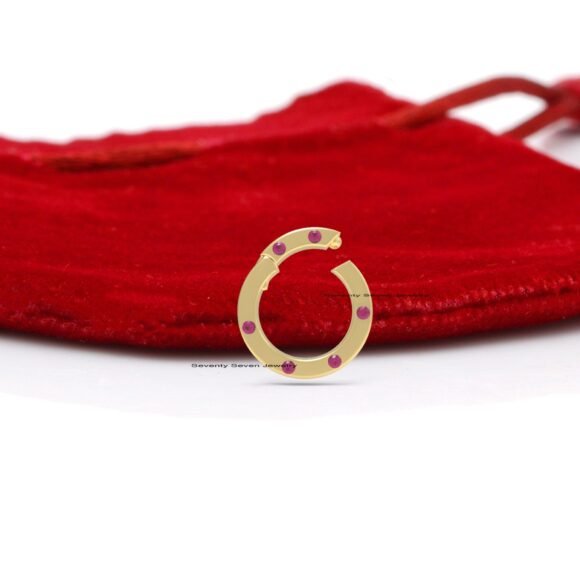 14k Gold Round Charm Holder, Elongated Holder, Multi Charms Holder - Image 3