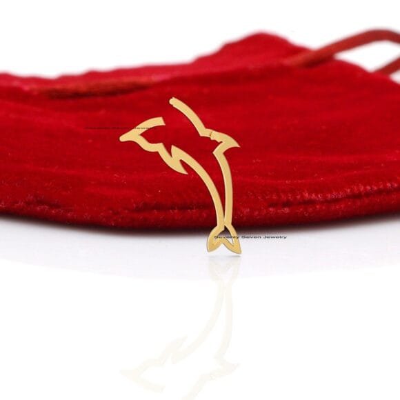 14K Gold Dolphin Enhancer Pendant, Dolphin Charms Gold